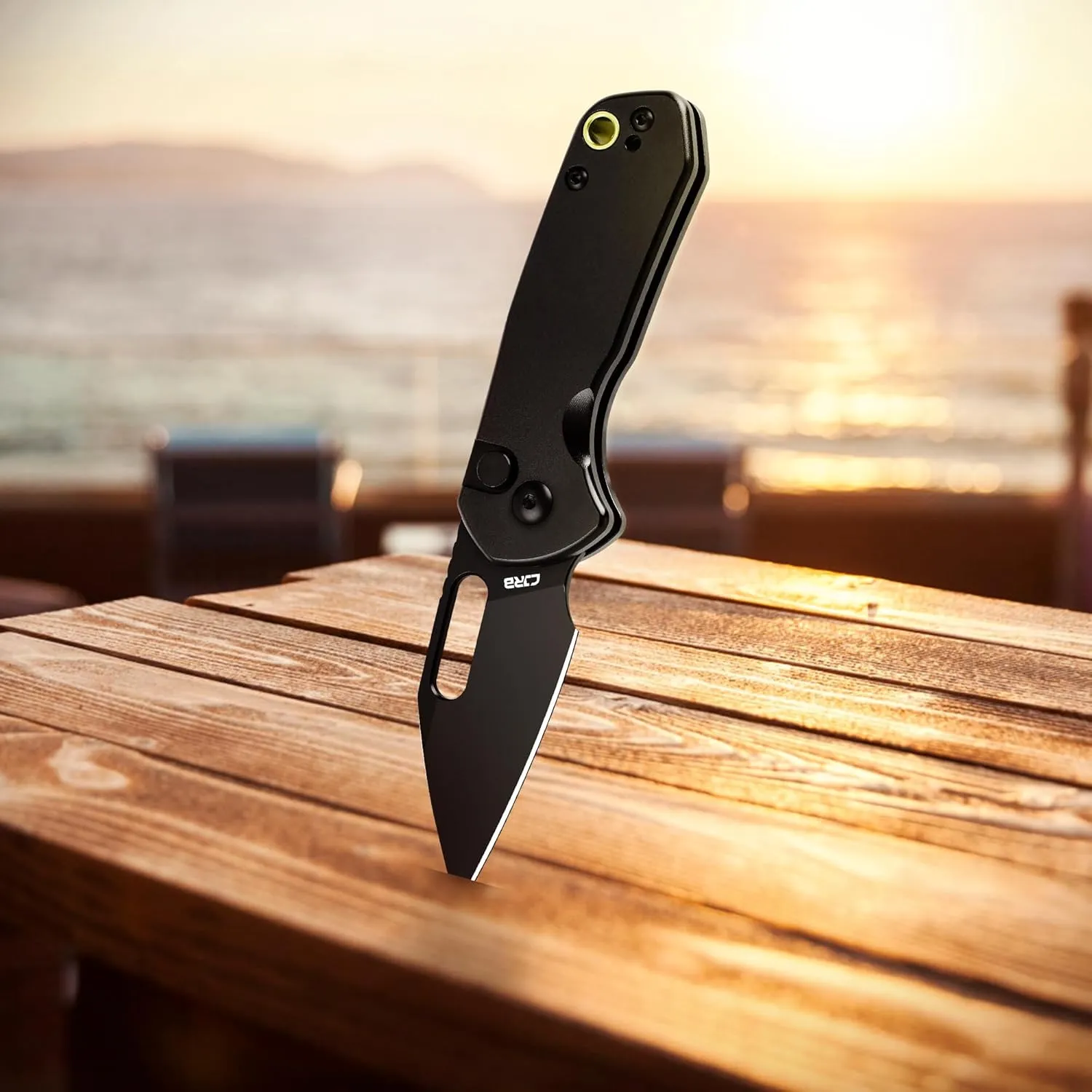 CJRB CUTLERY Mini Pyrite(J1933) Folding Pocket Knife,2.17" Black PVD AR-RPM9 Steel Blade and Black Handle Small EDC Knife with Pocket Clip for Work Outdoor Hiking Camping