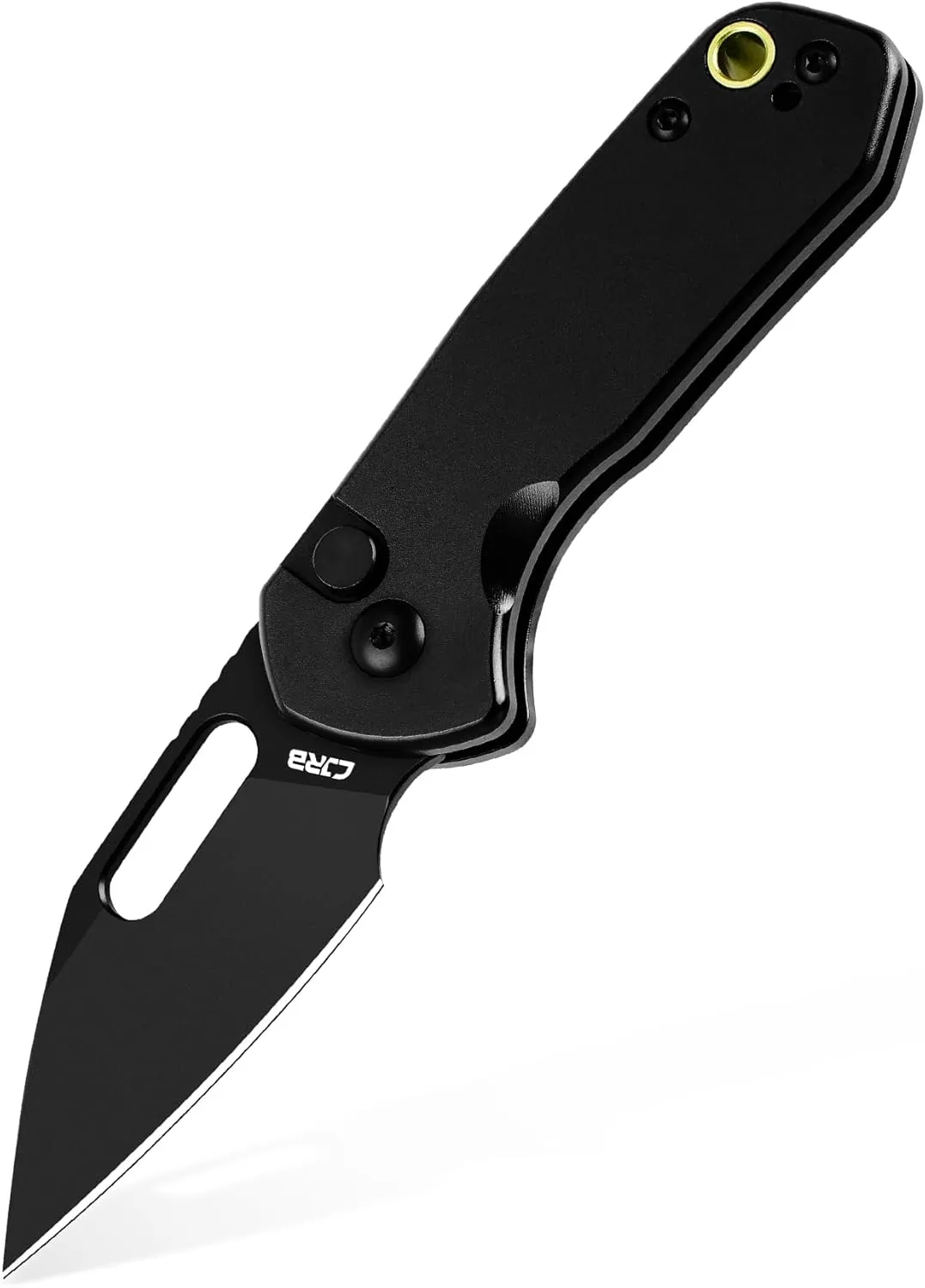 CJRB CUTLERY Mini Pyrite(J1933) Folding Pocket Knife,2.17" Black PVD AR-RPM9 Steel Blade and Black Handle Small EDC Knife with Pocket Clip for Work Outdoor Hiking Camping