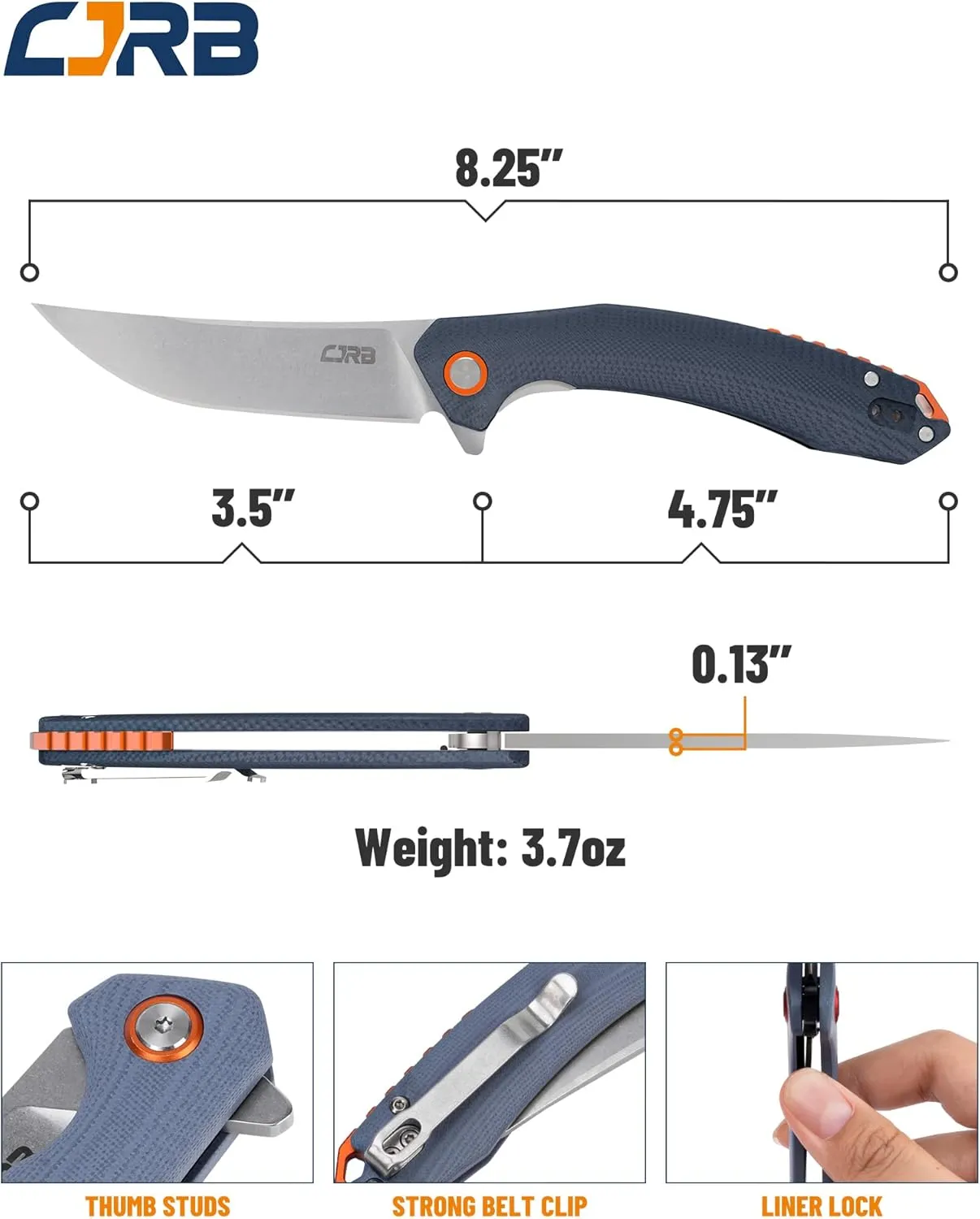CJRB Folding Knife Gobi (J1906) AR-RPM9 Powder Steel G10 Handle EDC Knife Pocket Knife Blue