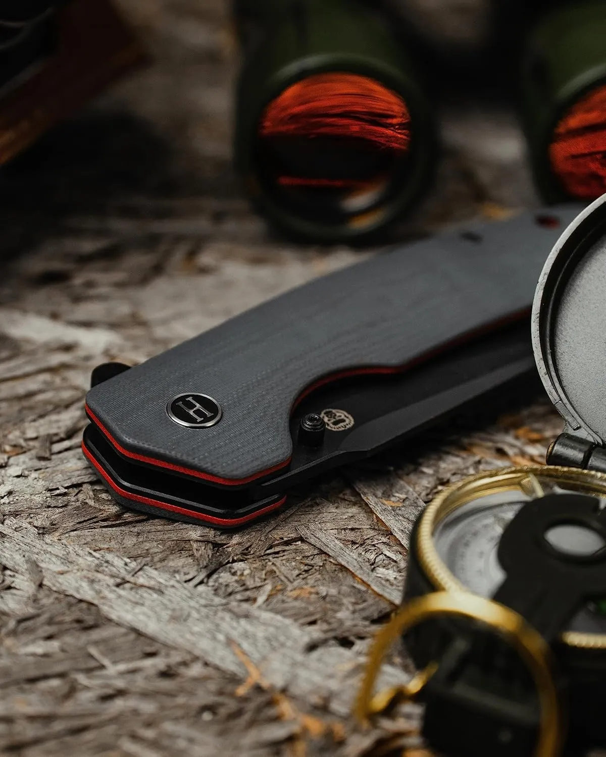 Clip Point Folding Knife with G10 Tactical Handle, D2 Steel Blade, Gift Box Set (Grey Red) - Ideal for Outdoor Enthusiasts - Holtzman's Gorilla Survival