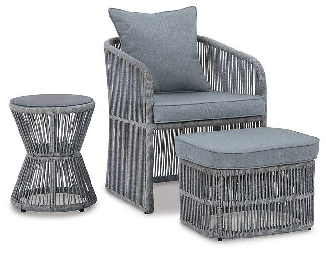 Coast Island Gray Outdoor Chair with Ottoman and Side Table