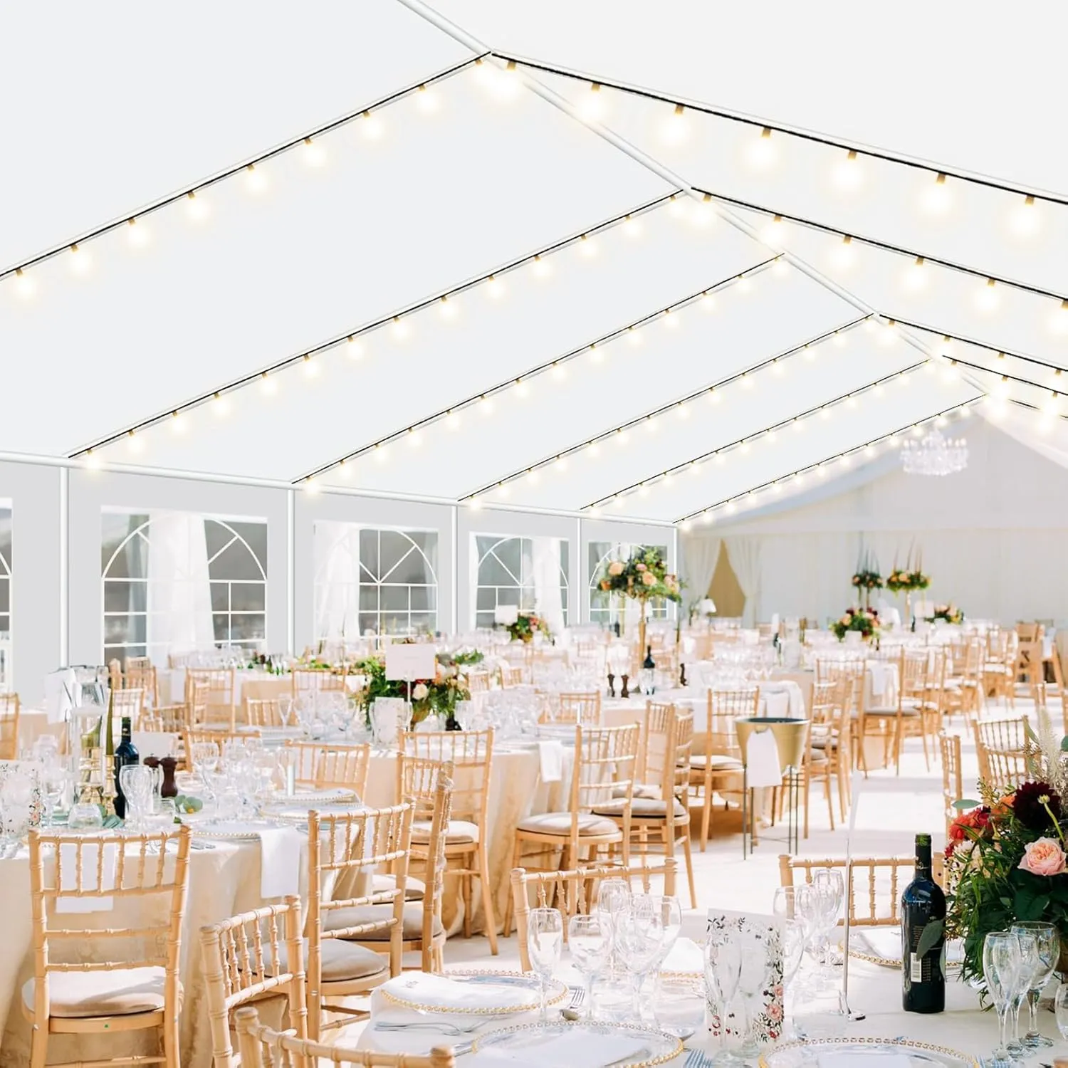 COBIZI 16x32 Party Tents Heavy Duty Tent, Tents for Parties with 6 Removable Sidewalls & 4 Built-in Sandbags, Wedding Tent for Party Outside UV50  Waterproof, White