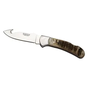 Cocker 3-1/2" Gut Hook Knife - Ram Horn Handle