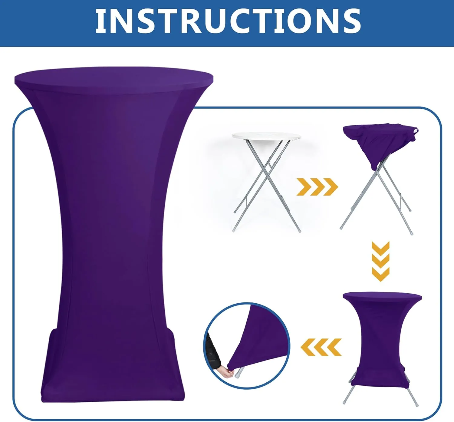 Cocktail Table Covers-Spandex Round High Top Table Cloths 6 Pack 32x43 Inch-Dark Purple Stretch Fitted Bar Tall Tablecloth for Pub Bistro Highboy Party Event Banquet Height Satnding Tables
