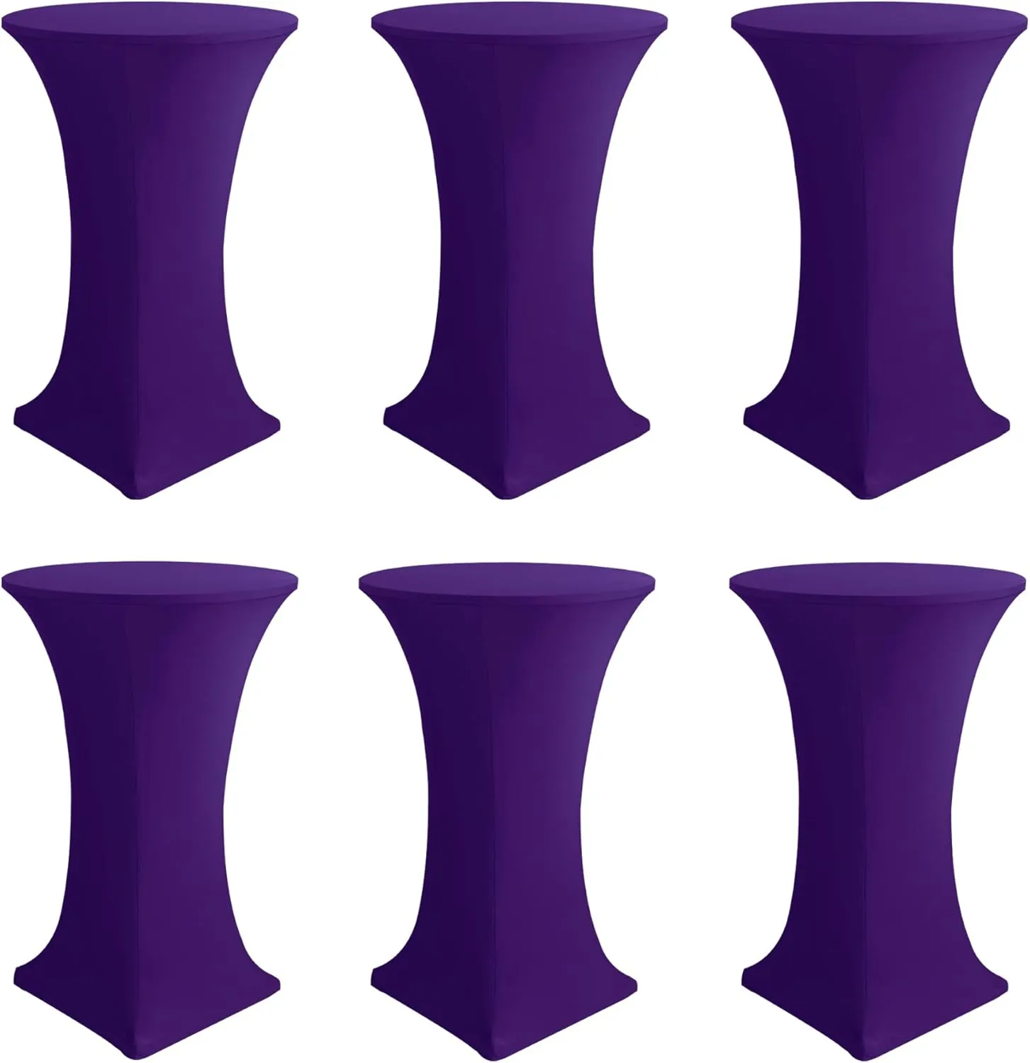 Cocktail Table Covers-Spandex Round High Top Table Cloths 6 Pack 32x43 Inch-Dark Purple Stretch Fitted Bar Tall Tablecloth for Pub Bistro Highboy Party Event Banquet Height Satnding Tables