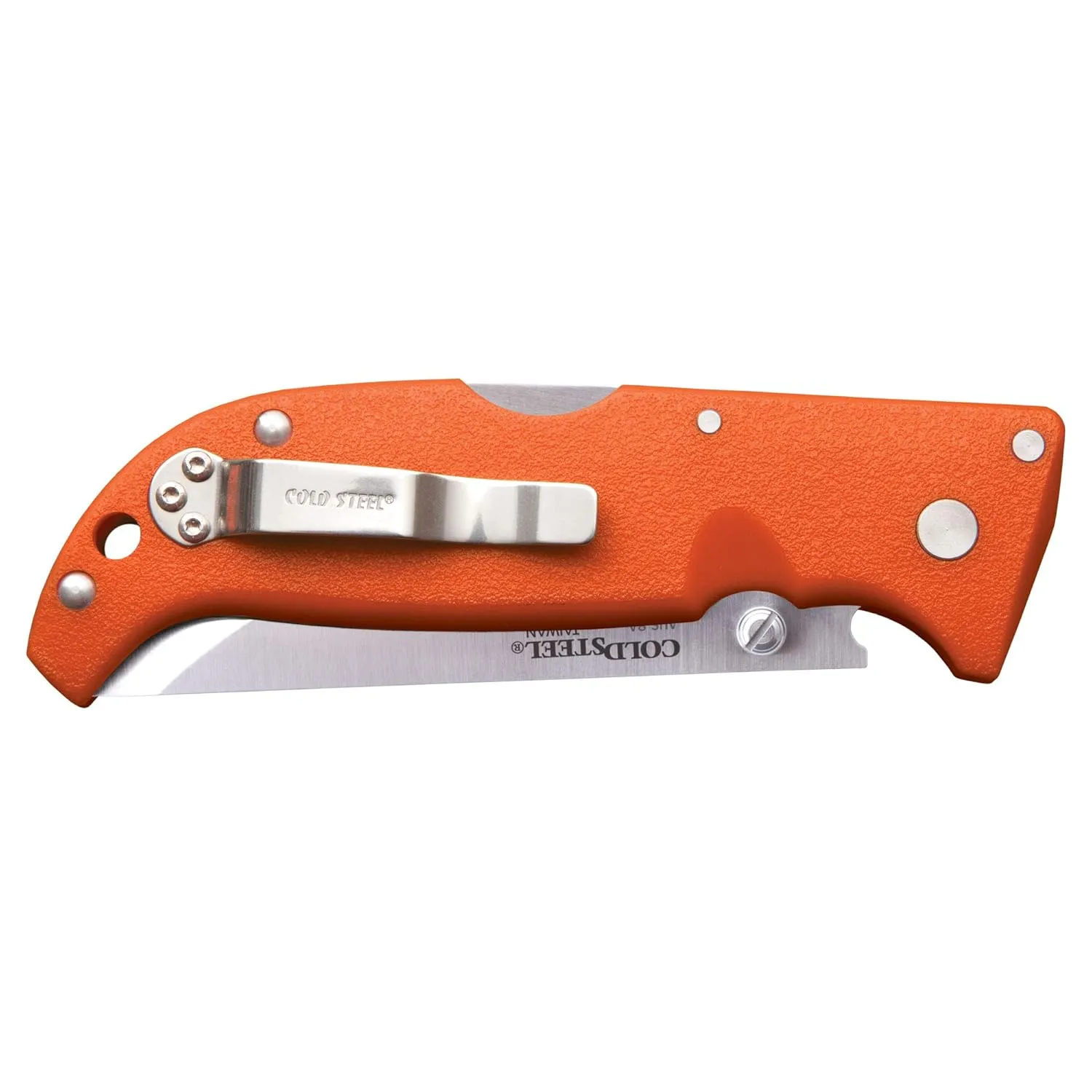 Cold Steel Finn Wolf 3.5in AUS8A Razor-Sharp Straight Back Blade 4.375in Griv-Ex Blaze Orange Handle Hunting Folding Knife, Boxed