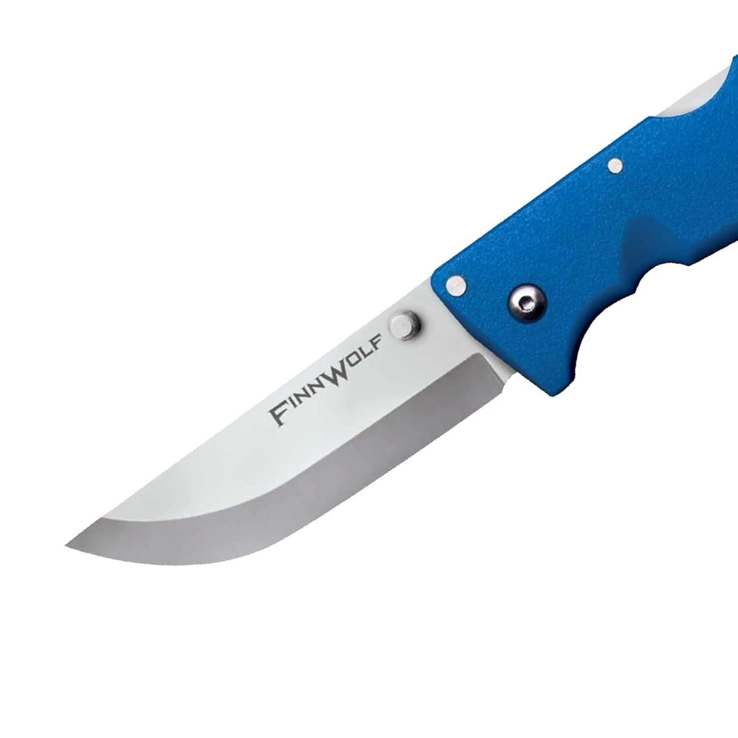 Cold Steel Finn Wolf 3.5in AUS8A Razor-Sharp Straight Back Blade 4.375in Griv-Ex Blue Handle Hunting Folding Knife, Boxed
