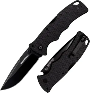 Cold Steel Verdict 3" AUS10A Spear Point Blade 4.25" G-10 Black Handle Everyday Carry Tactical Folding Knife with Tri-Ad Lock