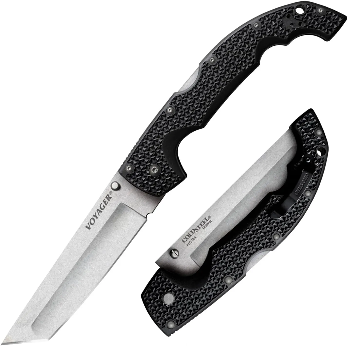 COLD STEEL XL Voyager 5.5" AUS10A Tanto Point Razor-Sharp Blade 6.75" Griv-Ex Handle Everyday Carry Tactical Folding Knife w/Tri-Ad Lock