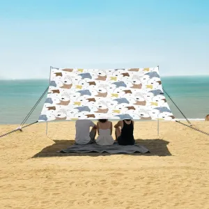 Colorful Stingrays Beach Canopy Tent Anti-UV & Wind Resistant, Marine Life Underwater Camping Sun Shelter Easy Setup Portable,Outdoor Shade Tents with Sandbags,Sand Shovels,Ground Pegs & Stabili