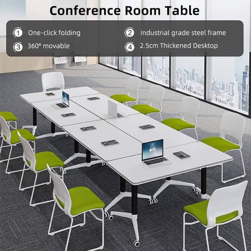 Conference Table, Folding Conference Room Tables with Flip-Top Design, Mobile Seminars Dynamic Meetings Training Tables for Offices, Classrooms, and Meeting Room (Walnut, 55.1×15.7×29.5in)