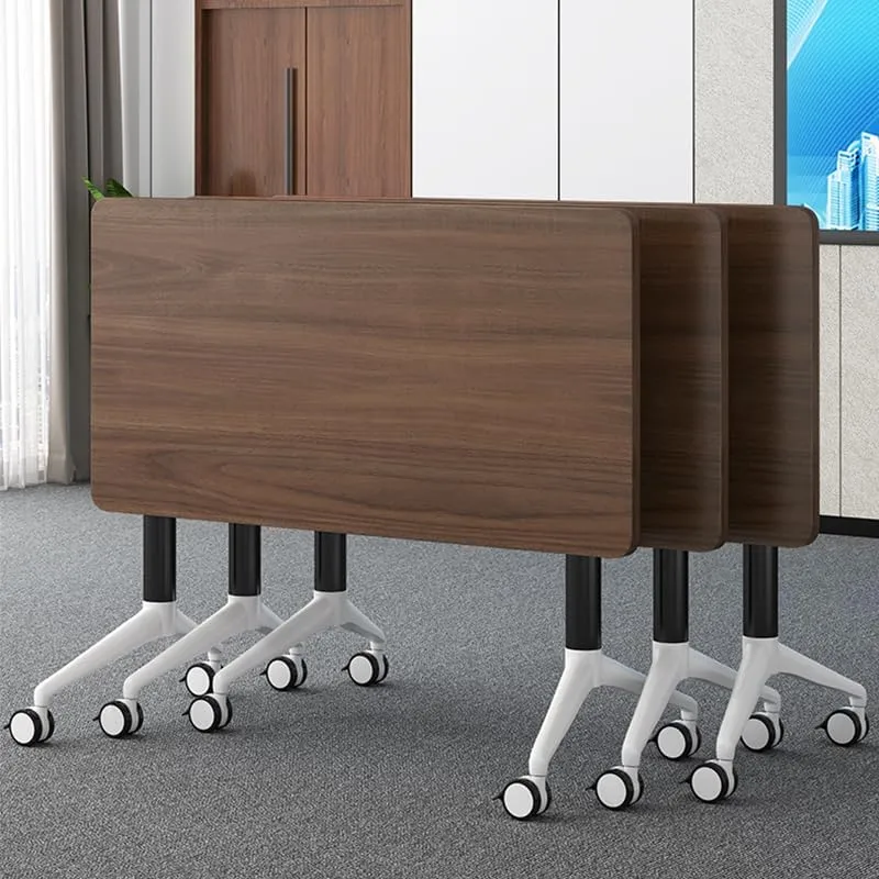 Conference Table, Folding Conference Room Tables with Flip-Top Design, Mobile Seminars Dynamic Meetings Training Tables for Offices, Classrooms, and Meeting Room (Walnut, 55.1×15.7×29.5in)