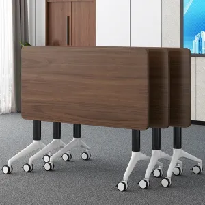 Conference Table, Folding Conference Room Tables with Flip-Top Design, Mobile Seminars Dynamic Meetings Training Tables for Offices, Classrooms, and Meeting Room (Walnut, 55.1×15.7×29.5in)