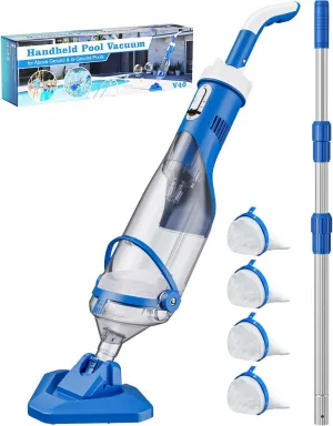 Cordless Pool Vacuum with Telescopic Pole, 18.5 GPM Powerful Suction, 1.5H Supercharge Technology, Handheld Rechargeable Pool Vacuum Cleaner for Above Ground/Inground Pools, Hot Tubs, Spas