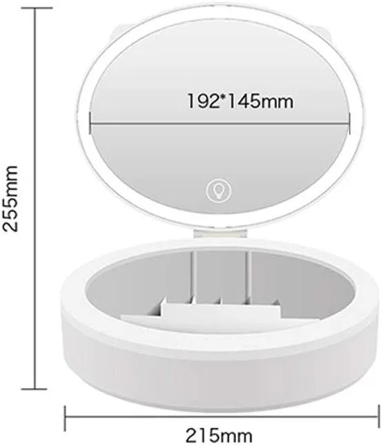 Cosmetic Mirror Desktop Makeup Mirror with Cosmetic Storage Box and Light Foldable Makeup Mirror for Bedroom Dressing Table Powder Room Make Up Mirrors(A)