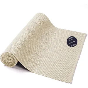 Cottoniva Table Runner for 6 Seater Dining, Ivory Cream, Large, 13x72 Inch, 100% Cotton, Durable, Non-Slip, Washable, Easy Care, Rustic Farmhouse Table Runner for Bohemian Kitchen Dining Table