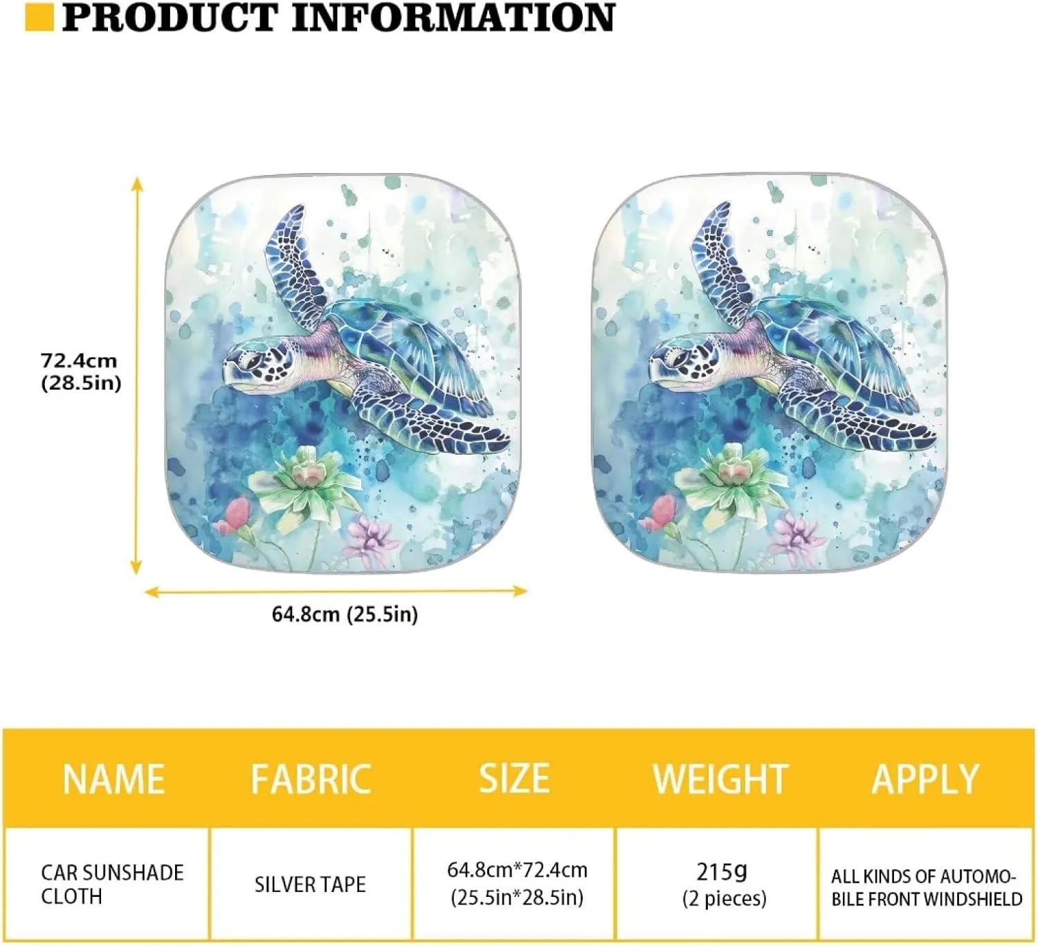 Cozeyat Boho Sea Turtle Windshield Sun Shade, Front Window Sun Shade for Car SUV Truck, Foldable UV Ray Reflector Visor Shield Cover