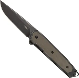 CRKT Cinco Folding Carry Knife: D2 Steel Stonewash Drop Point Blade, Plain Edge, Everyday Carry Folder with Frame Lock, IKBS Ball Bearing Pivot System and G10 Handle 7091