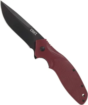 CRKT Shenanigan Maroon Everyday Carry, Plain Edge Blade, Liner Lock, Glass Reinforced Nylon Handle, Pocket Clip K800RKP