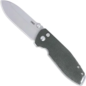 CRKT Squid XM Everyday Carry EDC Folding Knife with Button Lock: D2 Steel Plain Edge Blade, Green Micarta Handle, Pocket Clip, 2495GR