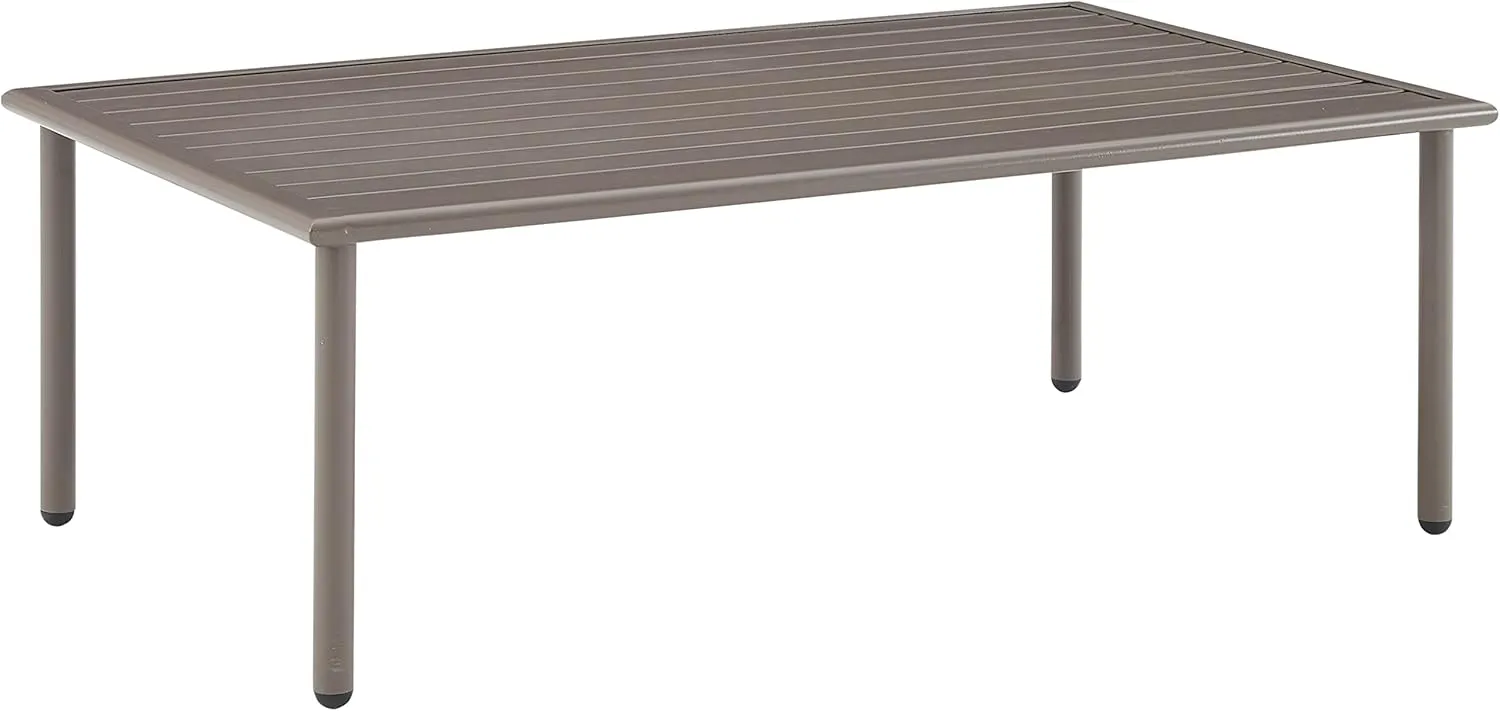 Crosley Furniture Cali Bay Weather Resistant Metal Outdoor Coffee Table for Patio, Deck, Porch, Light Brown