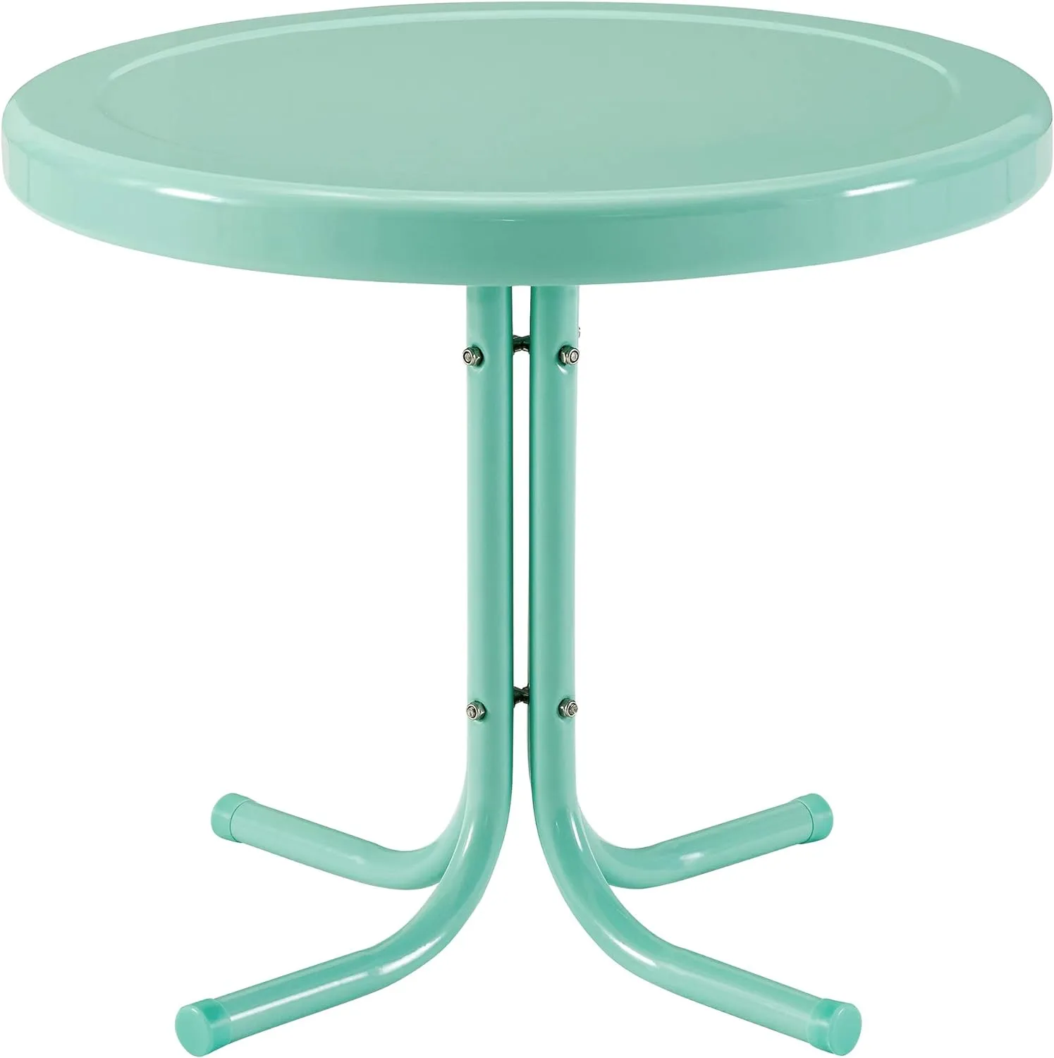 Crosley Furniture Griffith Weather Resistant Retro Metal Outdoor Side Table for Patio, Deck, Porch, Aqua