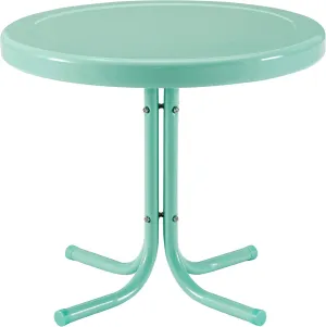 Crosley Furniture Griffith Weather Resistant Retro Metal Outdoor Side Table for Patio, Deck, Porch, Aqua