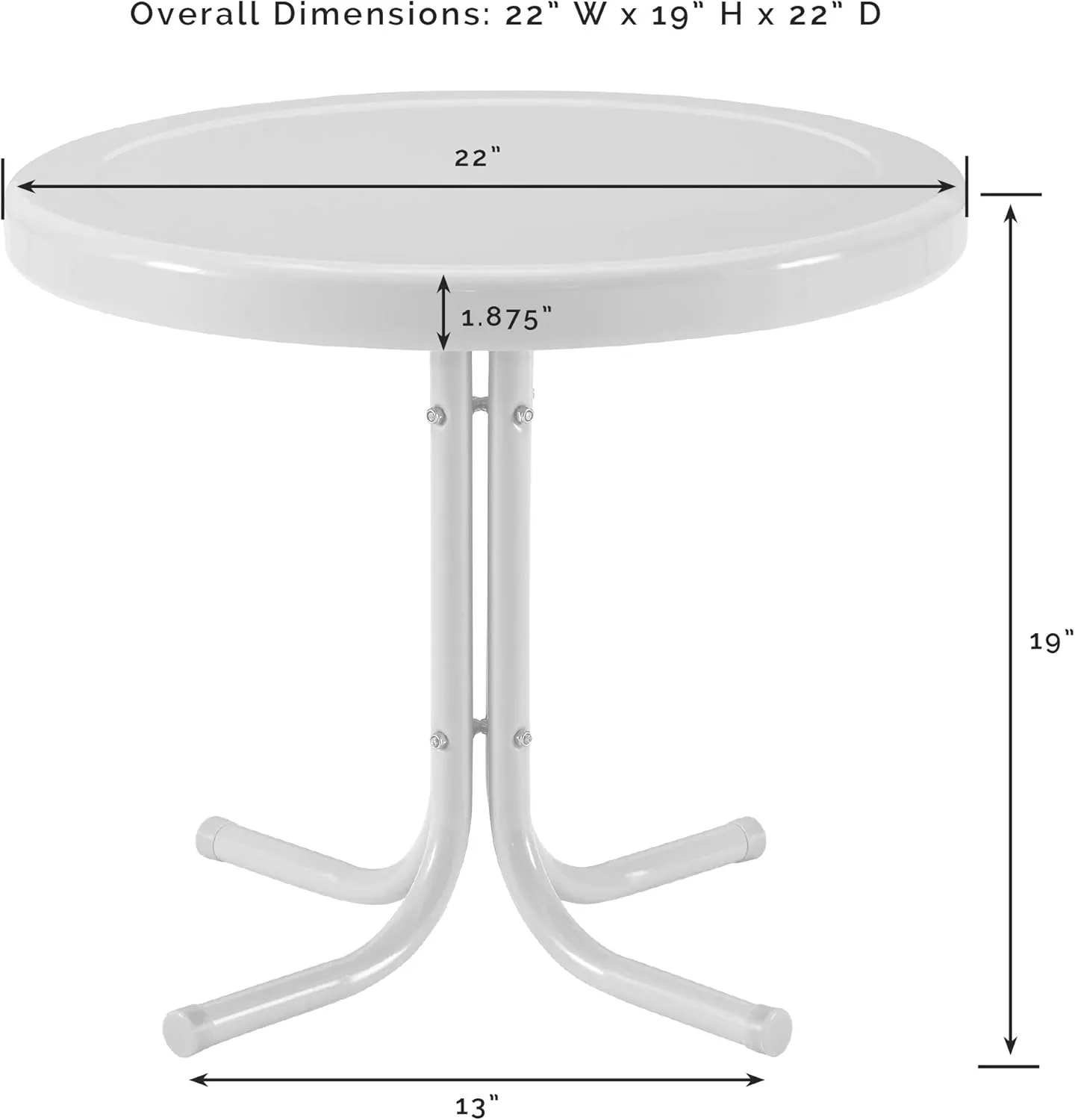 Crosley Furniture Griffith Weather Resistant Retro Metal Outdoor Side Table for Patio, Deck, Porch, Aqua
