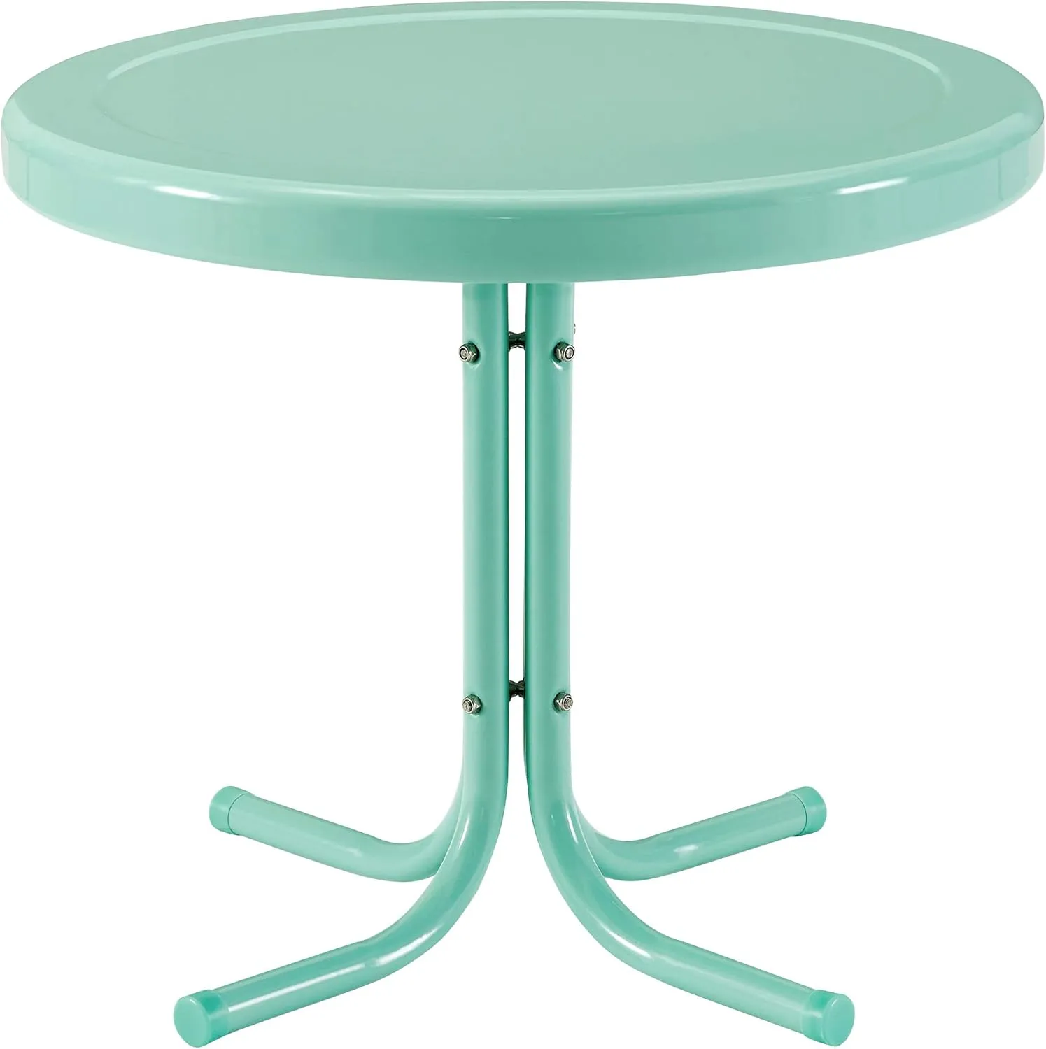 Crosley Furniture Griffith Weather Resistant Retro Metal Outdoor Side Table for Patio, Deck, Porch, Aqua