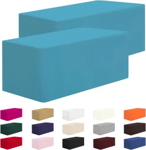 CXPSINC 2 Pack Fitted Table Clothes-96 x 30 Inch Rectangle Tablecloths for 8 Foot Tables, Washable Polyester 4FT Table Cover for Parties, Holiday Dinner, Wedding, Trade Show (Turquoise, 8FT | 2 Pack)