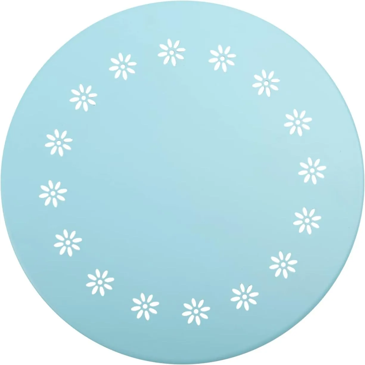 danpinera Outdoor Side Tables with Flower Cut Outs, Weather Resistant Steel Patio Side Table, Small Round Outdoor End Table Metal Side Table for Patio Yard Balcony Garden Blue