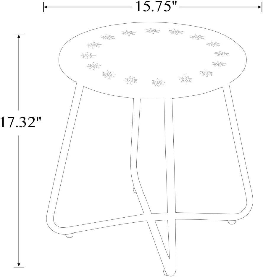 danpinera Outdoor Side Tables with Flower Cut Outs, Weather Resistant Steel Patio Side Table, Small Round Outdoor End Table Metal Side Table for Patio Yard Balcony Garden White