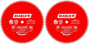 Diablo D1080X 10" 80 TPI Ultra Finish Chop/Slide Miter and Table Saw Blade