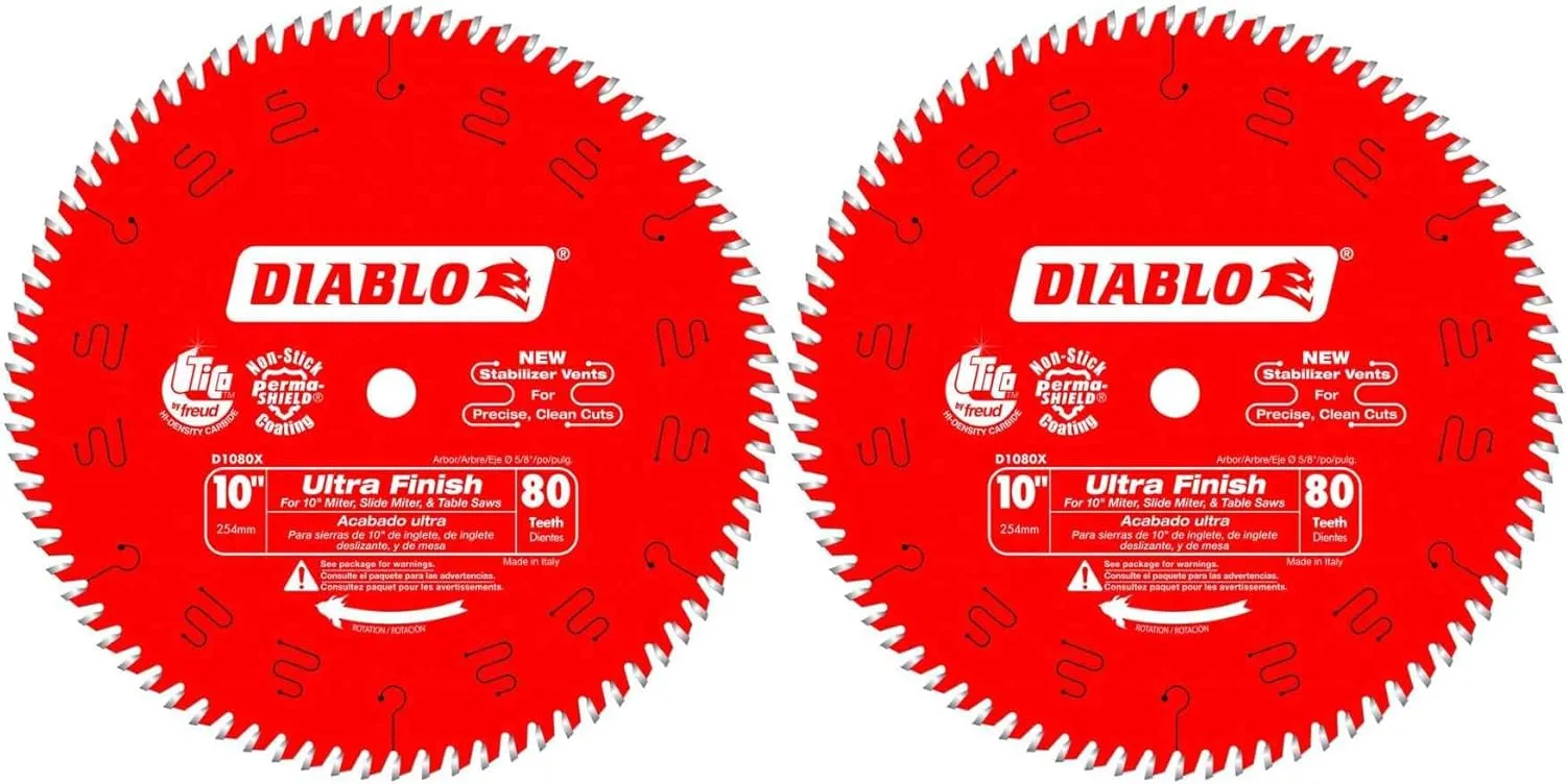 Diablo D1080X 10" 80 TPI Ultra Finish Chop/Slide Miter and Table Saw Blade