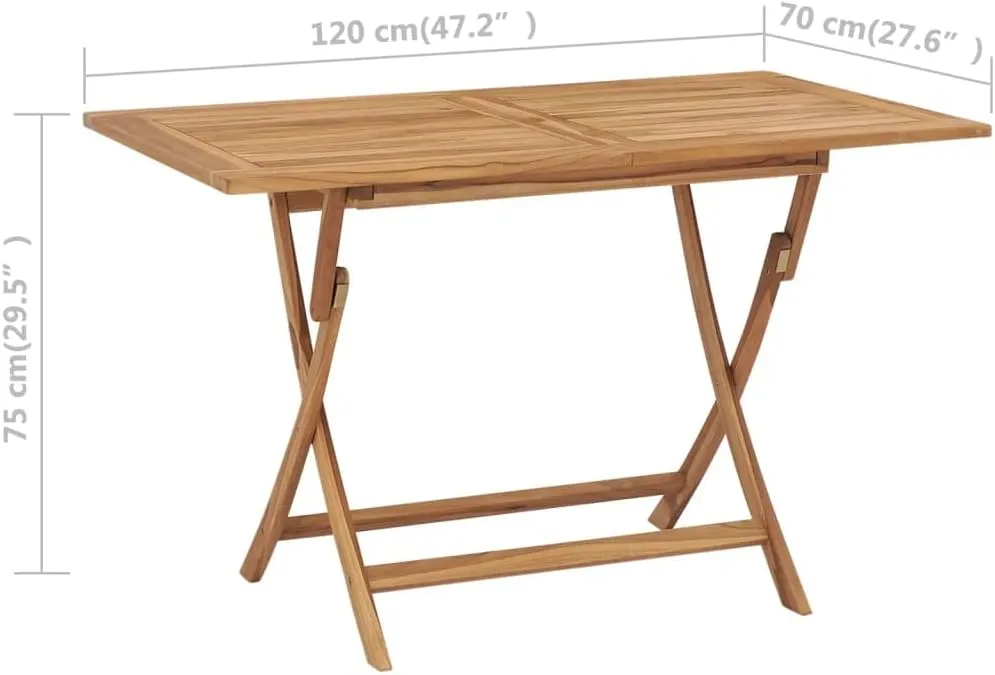 Dining Table Teak, Foldable Medium Solid Teak Wood for Kitchen, Living, Dining, Camping, Outdoor Furniture & Picnic Tables
