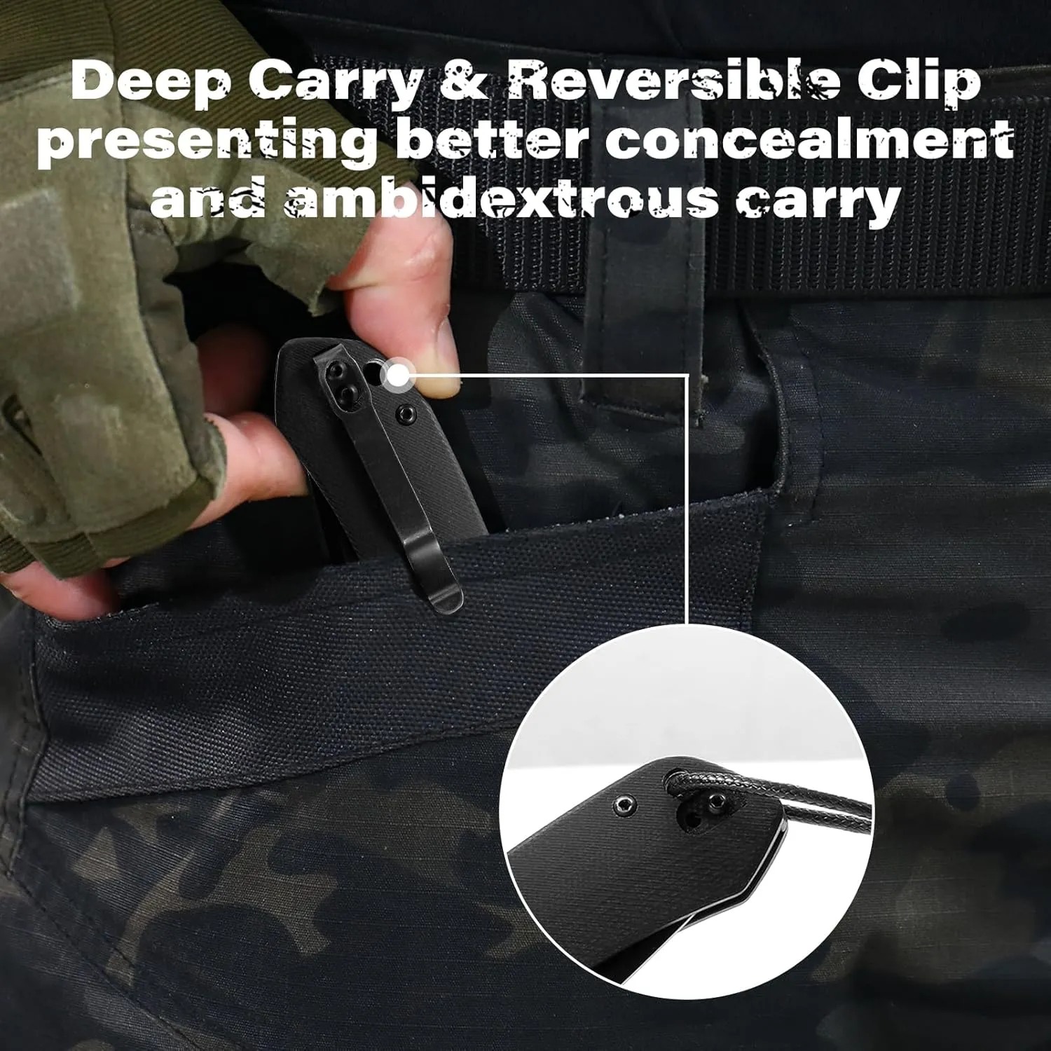 Dispatch Black Pocket Knife with Clip, 3.29" D2 Steel Drop Point Blade and G10 Handle, Front Flipper Pocket Knife for Men Women Hiking Hunting Survival Camping Folding Knives