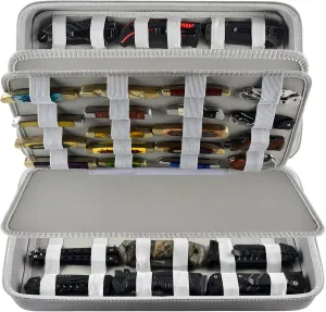 Display Case for 66  Pocket Knives. Folding Holder, Butterfly Storage Organizer, Knives Roll Collection Pouch Carrier Bag for Survival Tactical Outdoor for EDC Mini -Grey