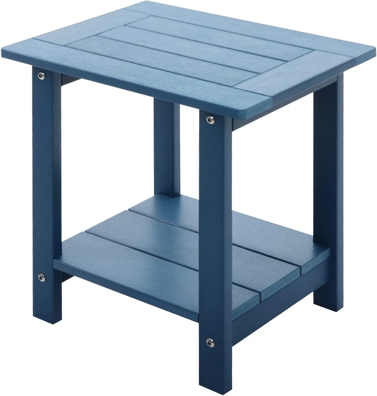 Double Adirondack Outdoor Side Table Weather Resistant, Outdoor Rectangular Patio End Table for Adirondack Chair, Dark Blue