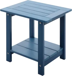Double Adirondack Outdoor Side Table Weather Resistant, Outdoor Rectangular Patio End Table for Adirondack Chair, Dark Blue