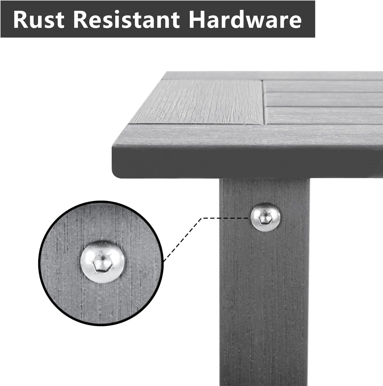 Double Adirondack Outdoor Side Table Weather Resistant, Outdoor Rectangular Patio End Table for Adirondack Chair, Grey