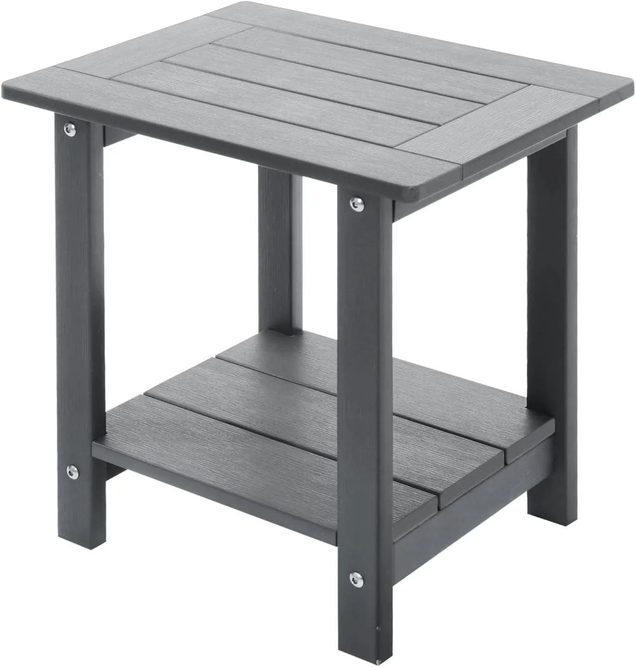 Double Adirondack Outdoor Side Table Weather Resistant, Outdoor Rectangular Patio End Table for Adirondack Chair, Grey