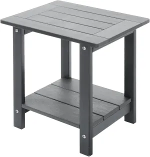 Double Adirondack Outdoor Side Table Weather Resistant, Outdoor Rectangular Patio End Table for Adirondack Chair, Grey