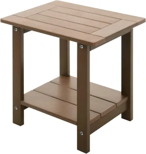 Double Adirondack Outdoor Side Table Weather Resistant, Outdoor Rectangular Patio End Table for Adirondack Chair, Teak