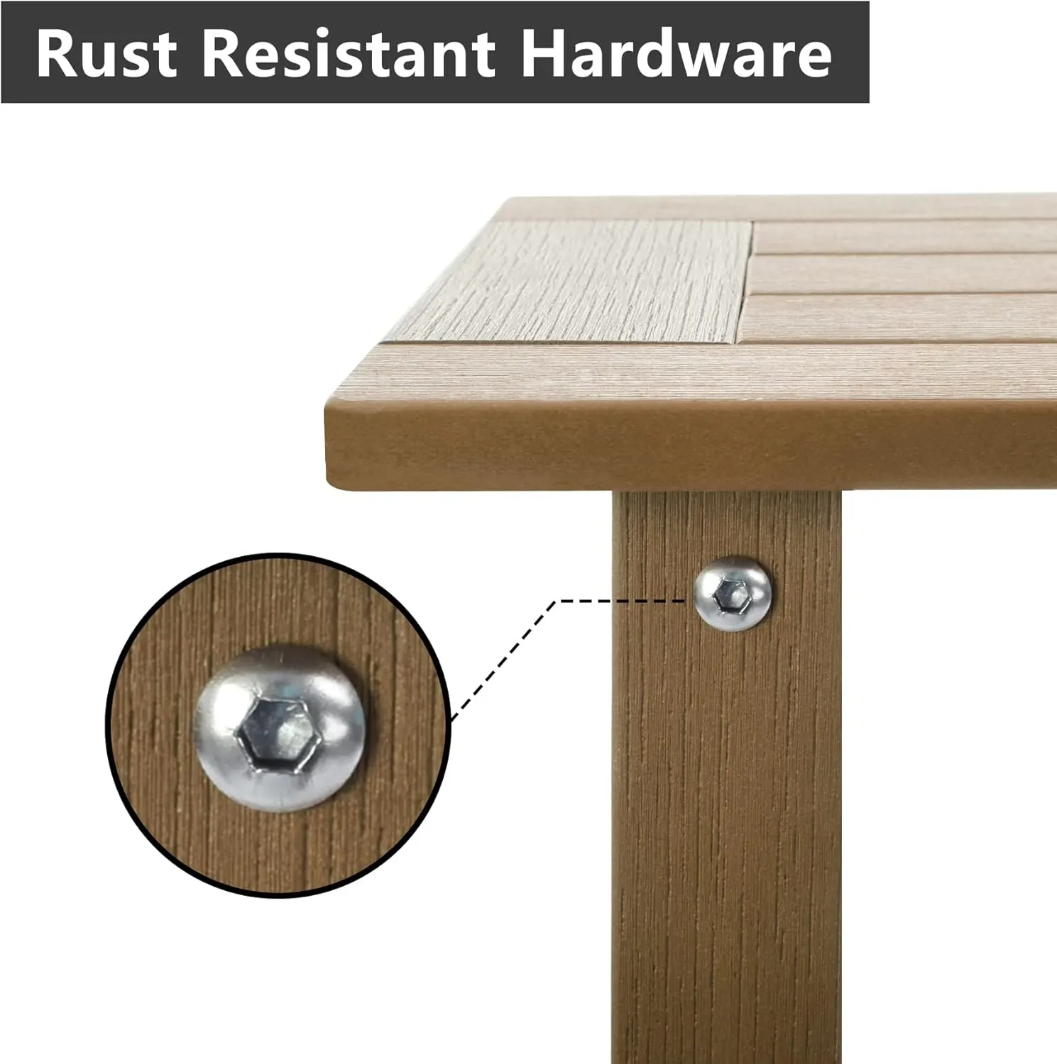 Double Adirondack Outdoor Side Table Weather Resistant, Outdoor Rectangular Patio End Table for Adirondack Chair, Teak