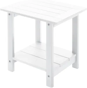 Double Adirondack Outdoor Side Table Weather Resistant, Patio Rectangular End Table for Adirondack Chair, White