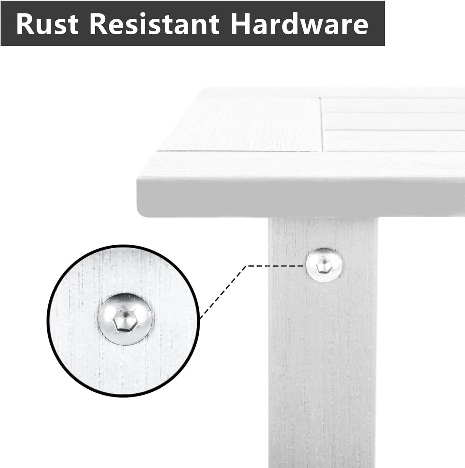 Double Adirondack Outdoor Side Table Weather Resistant, Patio Rectangular End Table for Adirondack Chair, White