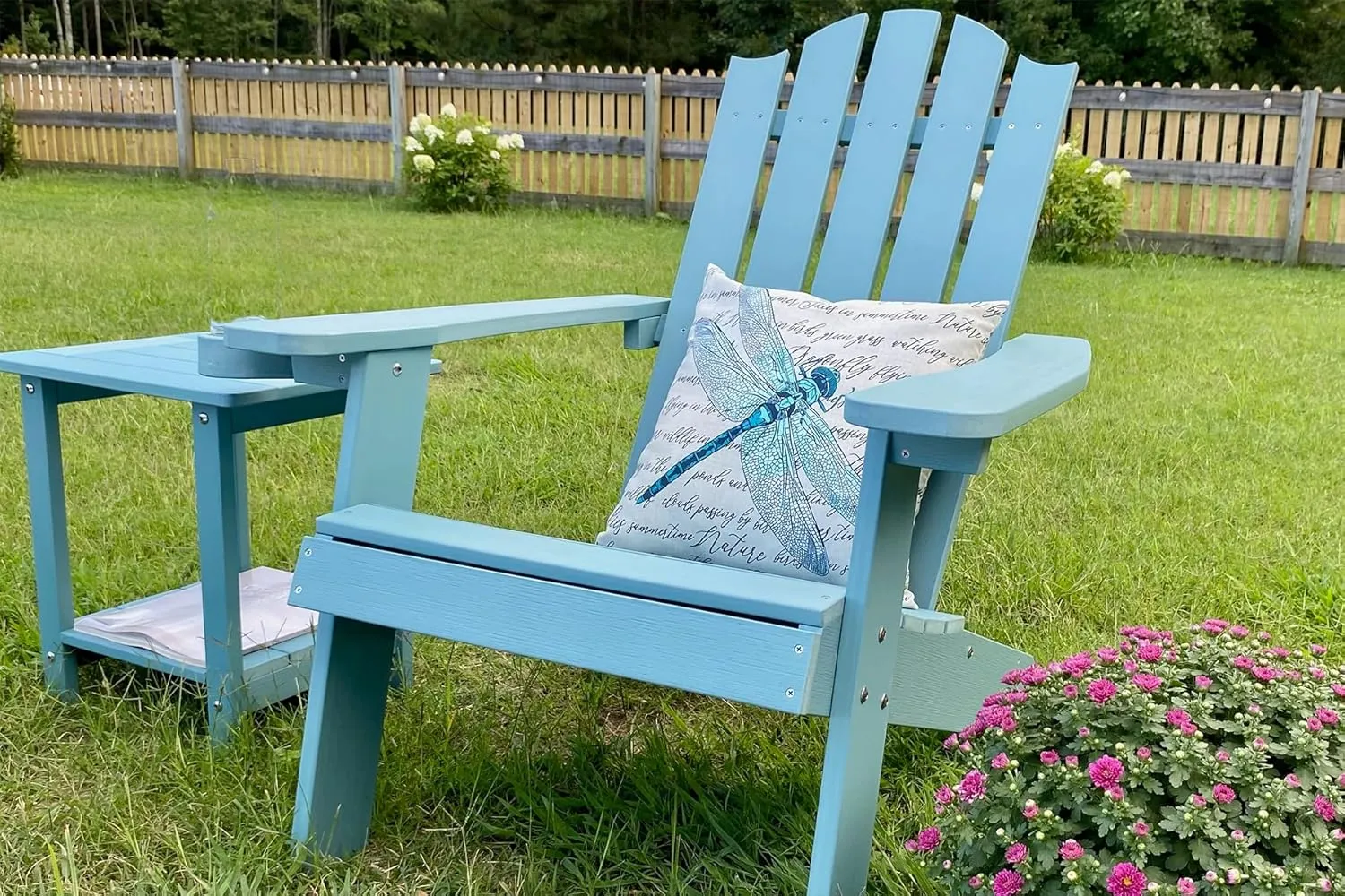 Double Adirondack Side Table Weather Resistant, Outdoor Rectangular End Table for Adirondack Chair, Aruba