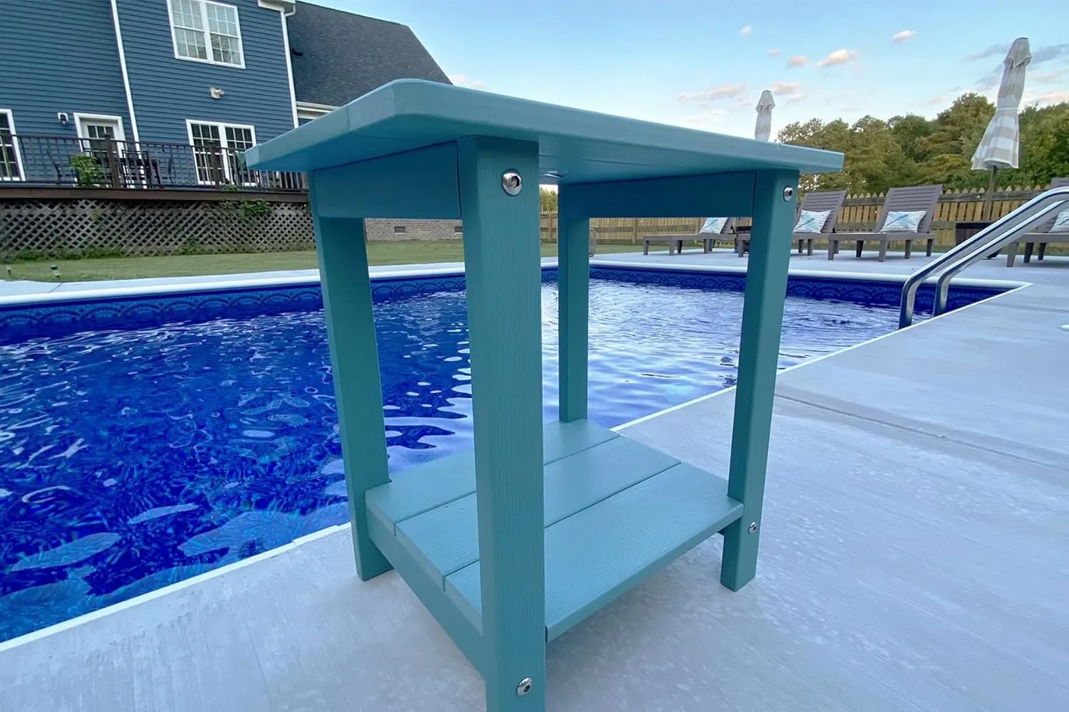 Double Adirondack Side Table Weather Resistant, Outdoor Rectangular End Table for Adirondack Chair, Aruba
