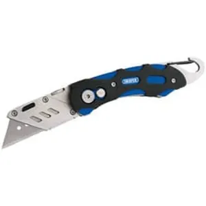 Draper 24383 Folding Trimming Knife With Belt Clip, Blue Dr-24383