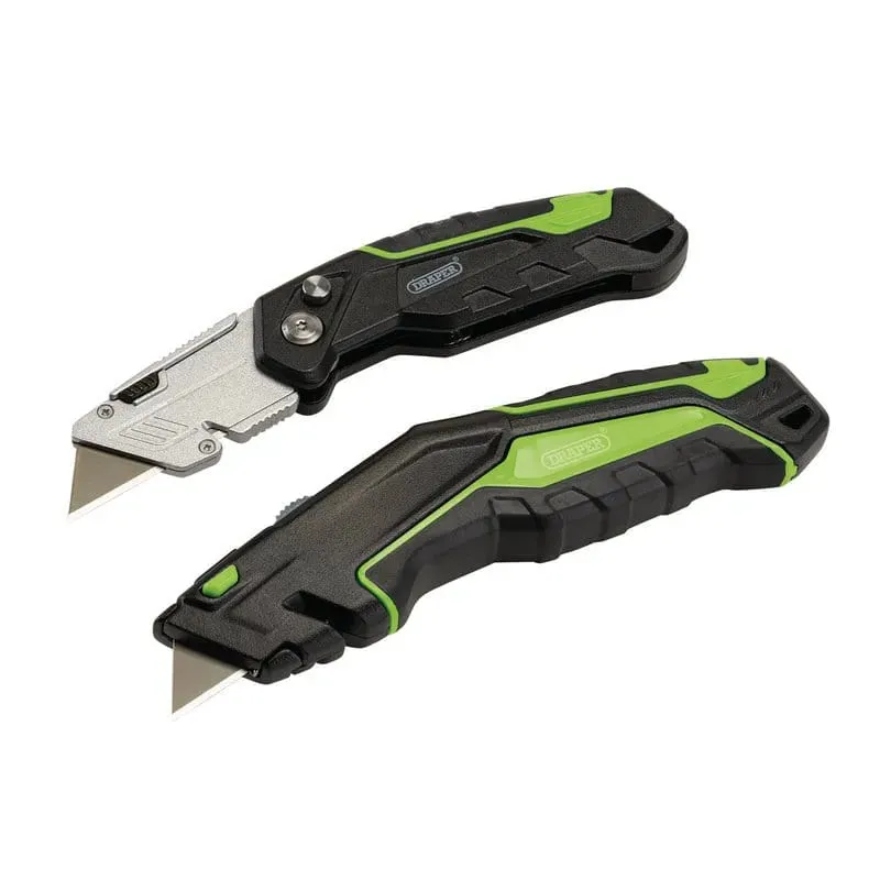 Draper 4773 04773 Retractable & Folding Trimming Knife Set with 10 x SK2 Two Notch Blades